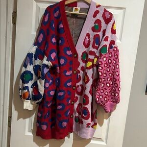 FARM Rio Multicolor Leopard Print Cardigan